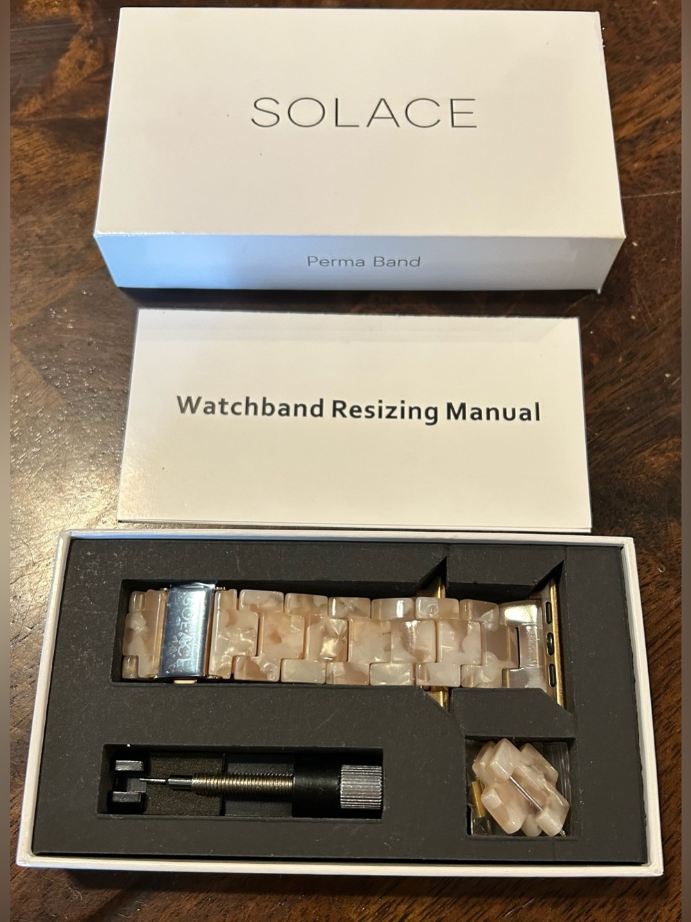 Solace Perma Band Apple Watch Band 38/40/41/42/44/45MM Powderflower Resin Gold - Picture 4 of 5